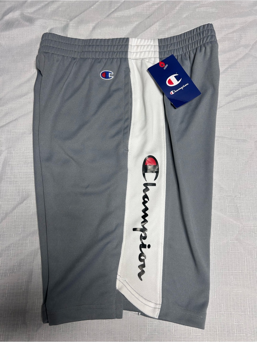 Champion Grey Athletic Shorts with White Side Panel Boy’s Size XL